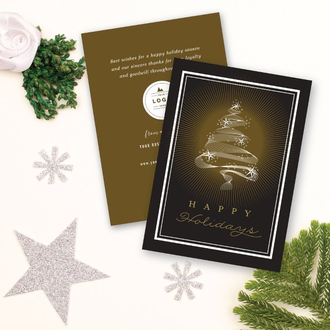 Happy Holidays Sparkling Christmas Tree Business Holiday Card (Creator Uploaded)