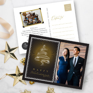 Happy Holidays Sparkling Christmas Tree Business Holiday Postcard