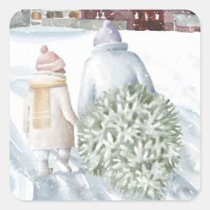 Happy Holidays Square Sticker