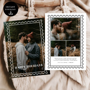 Happy Holidays Stamp family Photo Holiday Card