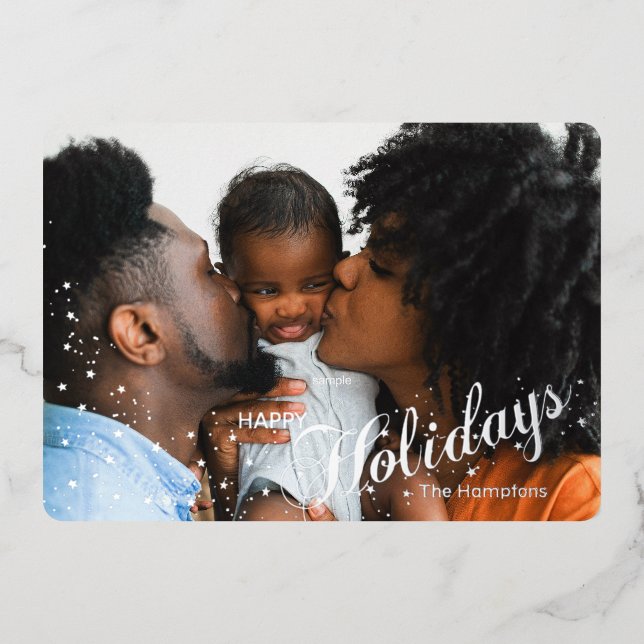 Happy Holidays Starry Sparkle Photo  (Front)