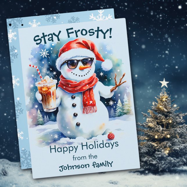 Happy Holidays Stay Frosty Snowman Christmas Holiday Card (Creator Uploaded)