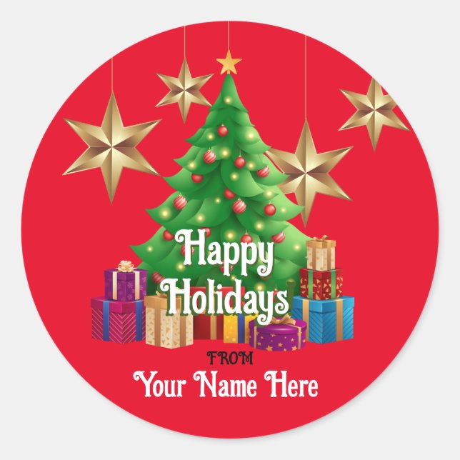 Happy Holidays Sticker Personalised (Front)