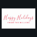 Happy Holidays Sticker Script Red Personalised<br><div class="desc">Sticker with script for Holiday. Add your own text and colours as needed. Can also be used for addresses. Matching Items Available.</div>