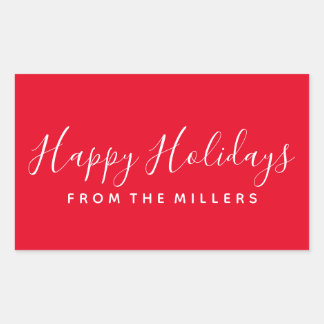Happy Holidays Sticker Script Red Personalised