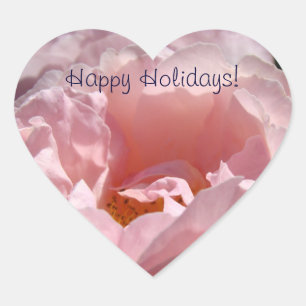 Happy Holidays! stickers seals Pink Rose Flower