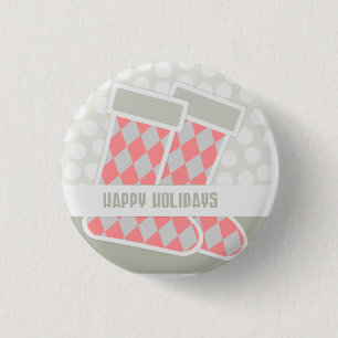 Happy Holidays Stocking 3 Cm Round Badge
