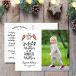 Happy Holidays Sweater Weather My Favorite Photo Postcard<br><div class="desc">Spread holiday cheer with this cute postcard featuring the quote "Sweater Weather is My Favorite Weather" - accented with cute winter mittens and a mug of hot chocolate all set next to your photo. The backside features your custom greetings, name and note (or delete to leave space for a handwritten...</div>