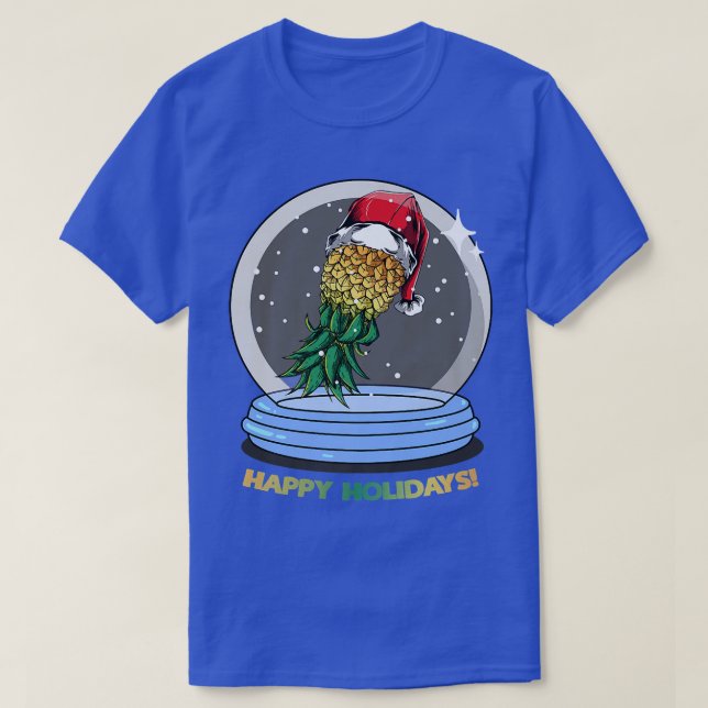 Happy Holidays Swinger Pineapple Globe  T-Shirt (Design Front)