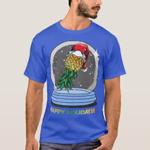 Happy Holidays Swinger Pineapple Globe  T-Shirt