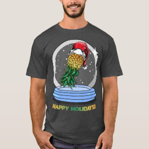 Happy Holidays Swinger Pineapple Globe  T-Shirt