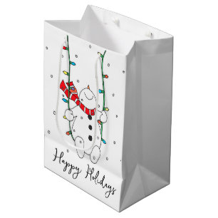 Happy Holidays Swinging Snowman  Medium Gift Bag