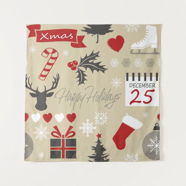 Happy Holidays Tapestry (Front)