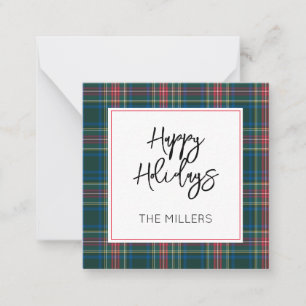 HAPPY HOLIDAYS Tartan Plaid Classic Preppy NAME Card