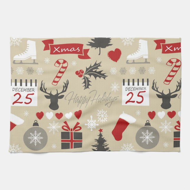 Happy Holidays Tea Towel (Horizontal)