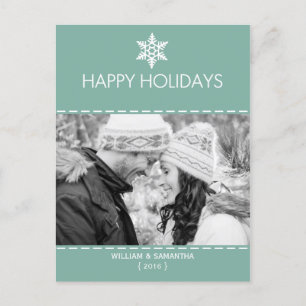 Happy Holidays Teal Holiday Postcard