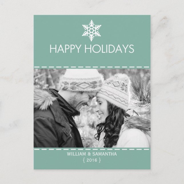 Happy Holidays Teal Holiday Postcard (Front)