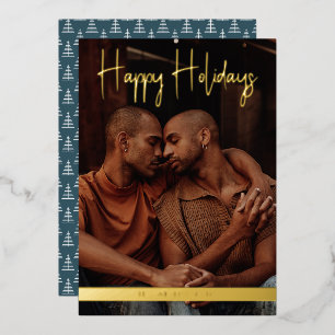 Happy Holidays Teal Modern Calligraphy Christmas