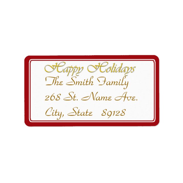 Happy Holidays Text Design Label (Front)