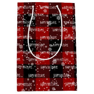 HAPPY HOLIDAYS Text In Snowflakes Medium Gift Bag