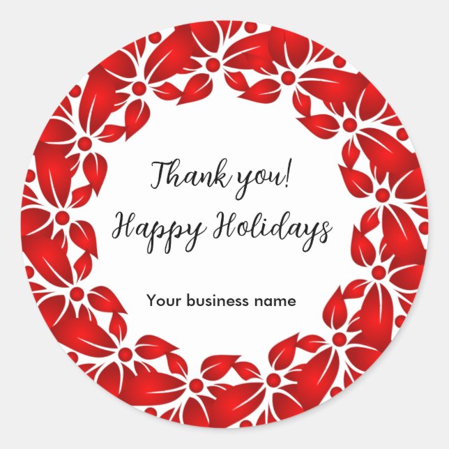Happy Holidays Thank you Personalised Classic Round Sticker (Front)