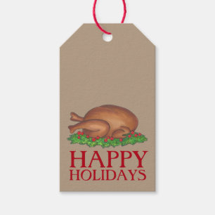 Happy Holidays Thanksgiving Christmas Turkey Day Gift Tags