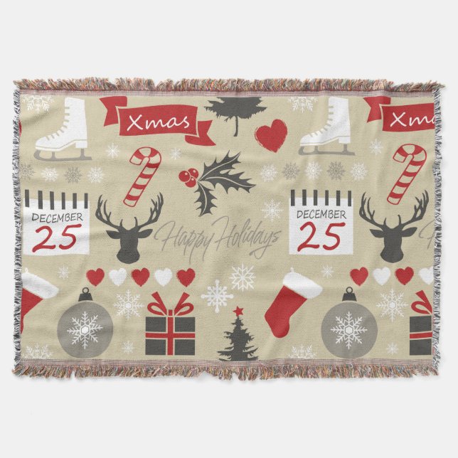 Happy Holidays Throw Blanket (Front)