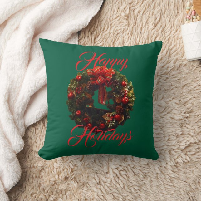 "Happy Holidays" Throw Pillow (Blanket)