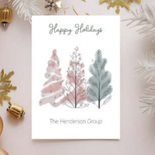 Happy Holidays Trees Business Company QR Code Postcard