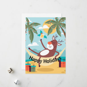 Happy Holidays Tropical Rudolph Holiday Card