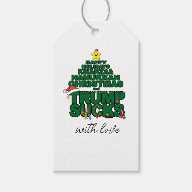 Happy Holidays Trump Sucks gift tag (Front)