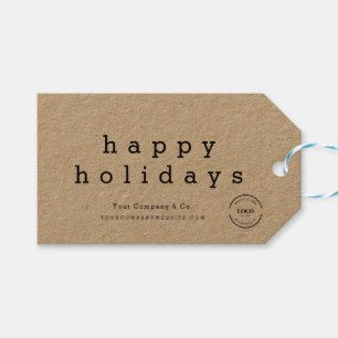 Happy Holidays Type Christmas Custom Logo Minimal Gift Tags