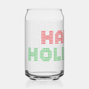 Happy Holidays Typography Christmas Sweater Can Glass