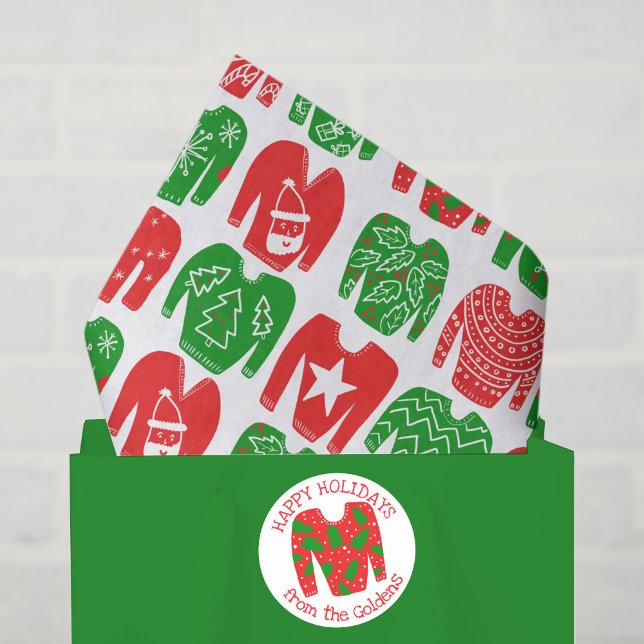 Happy Holidays Ugly Christmas Sweater Gift Tissue Paper (Happy Holidays Ugly Christmas Sweater Hand-drawn Cute Gift Tissue Paper
)