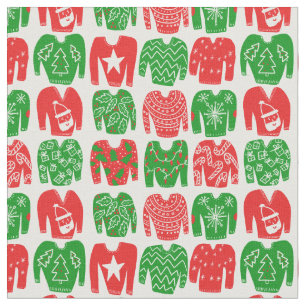 Happy Holidays Ugly Christmas Sweater Pattern Fabric