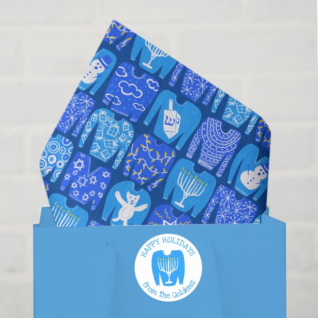 Happy Holidays Ugly Hannukah Sweater Gift Tissue Paper (Happy Holidays Ugly Hannukah Sweater Cute Hand-drawn Gift Tissue Paper
)