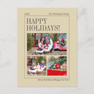 Happy Holidays! Vintage Christmas Greeting 3 Photo Holiday Postcard