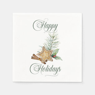 Happy Holidays Vintage Farmhouse Style Christmas Napkin