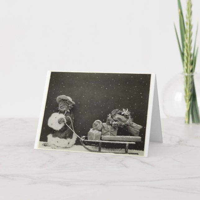 Happy Holidays! Vintage Kitty Card (Front)