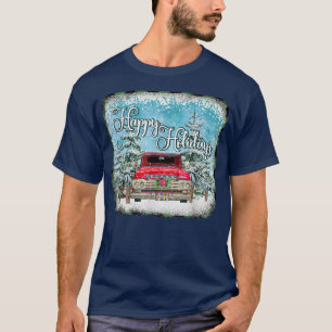 Happy Holidays Vintage Retro Christmas Pickup Truc T-Shirt