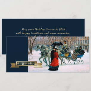 Happy Holidays. Vintage Winter Parisian Scene  Holiday Card