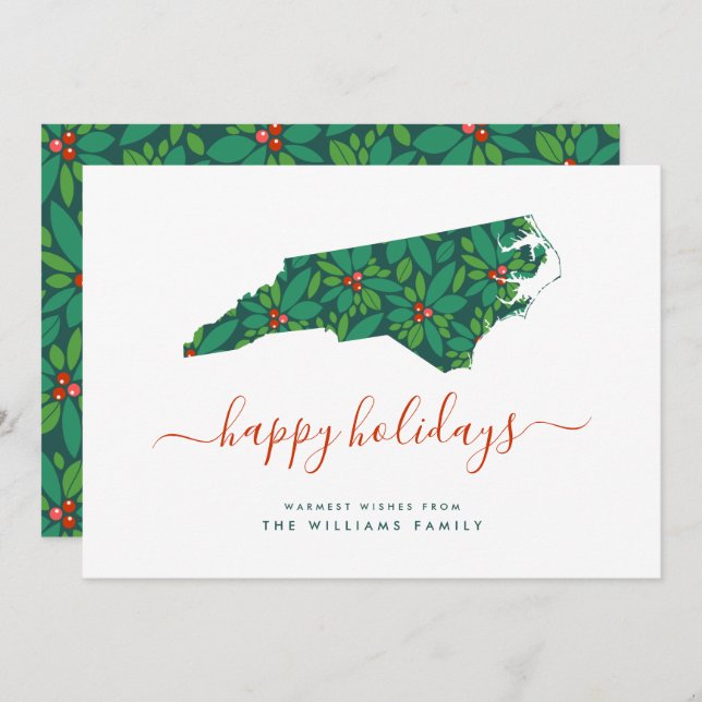 HAPPY HOLIDAYS Warm Wishes From North Carolina (Front/Back)