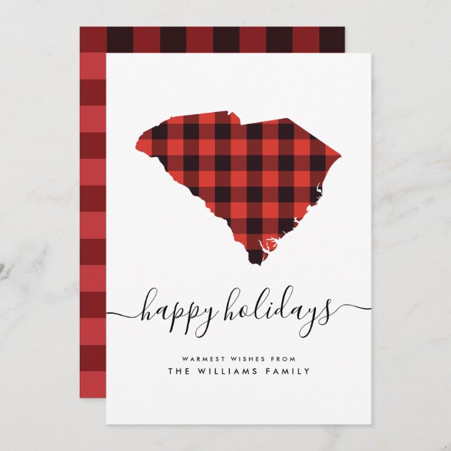 HAPPY HOLIDAYS Warm Wishes From South Carolina (Front/Back)