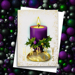 Happy Holidays Watercolor Candle Holiday Card