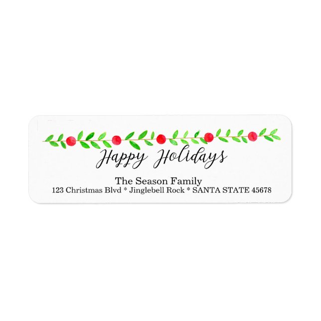 Happy Holidays, watercolor Christmas banner (Front)
