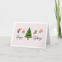 Happy Holidays Watercolor Christmas Tree