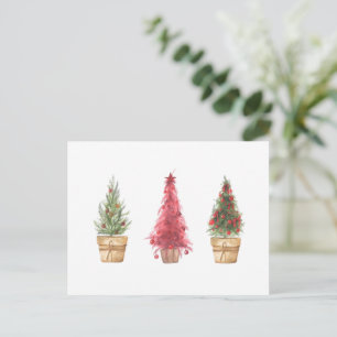Happy Holidays Watercolor Christmas Trees Pretty  Postcard