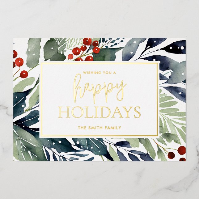 Happy Holidays Watercolor Floral (Front)