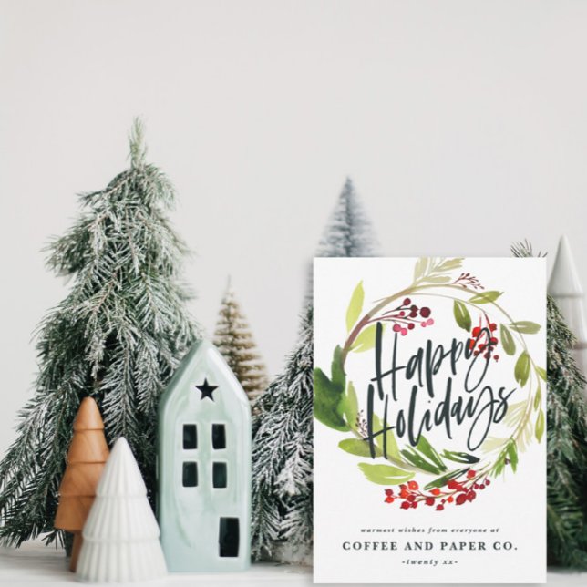 Happy Holidays watercolor floral Holiday Card (Creator Uploaded)