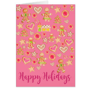 Happy Holidays watercolor gingerbread cookies